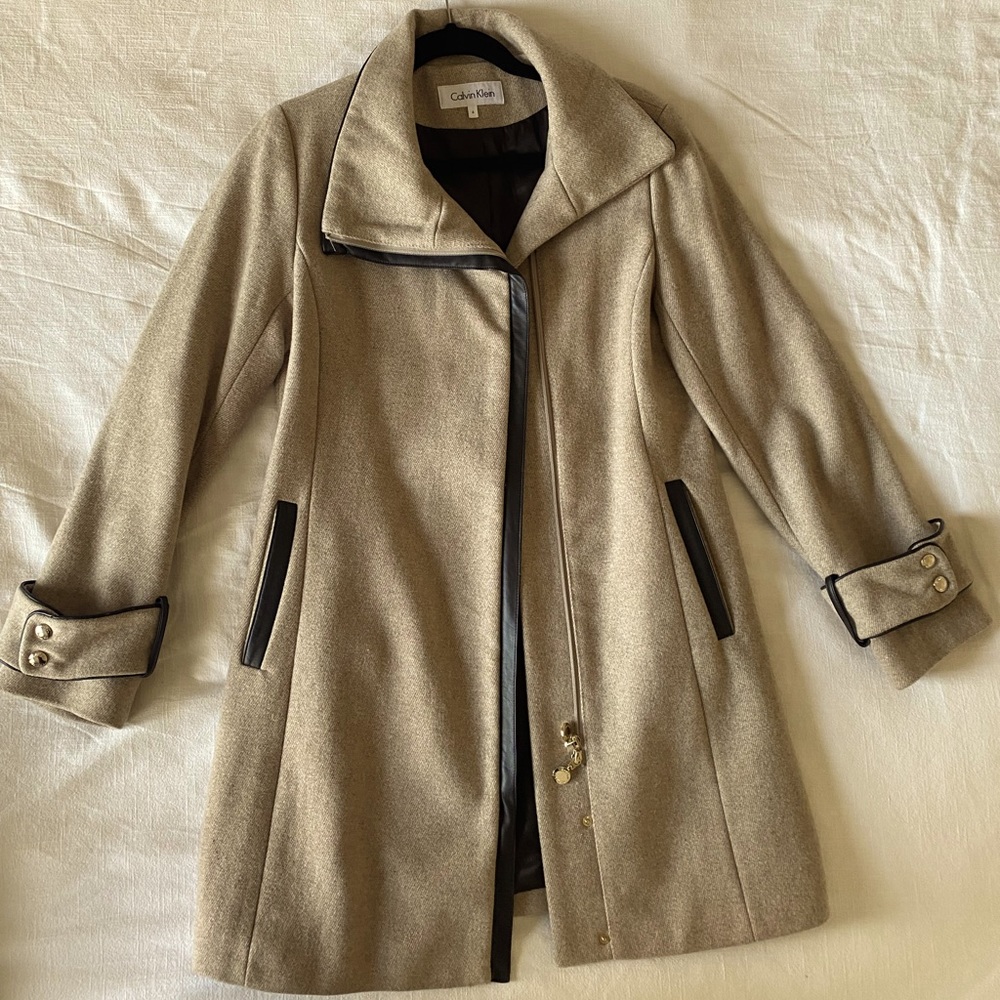 Calvin Klein Tan Peacoat size 6
